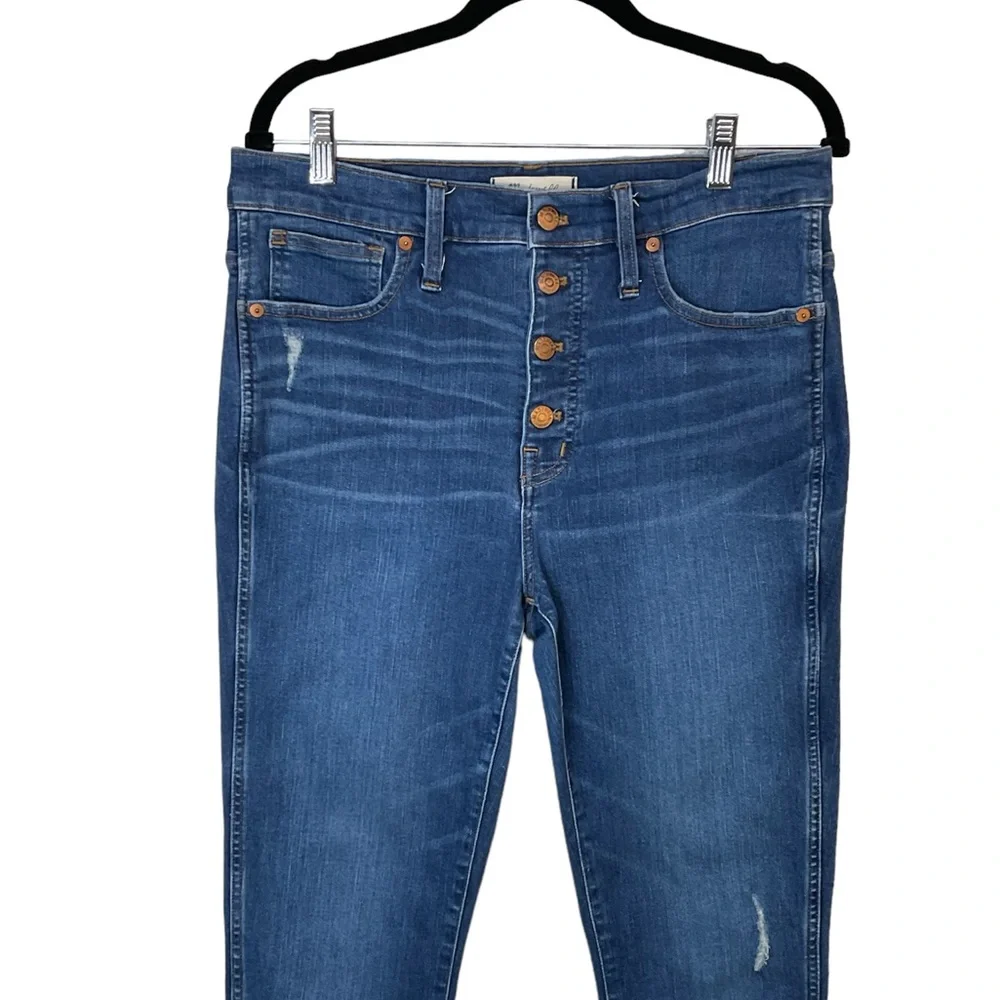 Madewell 10” High-Rise Raw Hem Button Fly Skinny Jeans Sz 30 - Picture 7 of 15